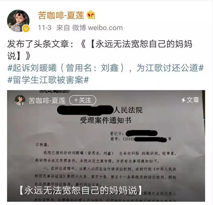 江歌遇害三年，刘鑫改名刘暖曦，成网红大V收入不菲！最新进展来了