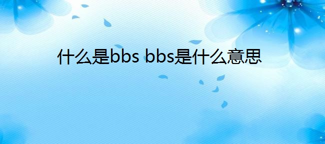 什么是bbs bbs是什么意思